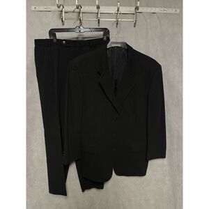 Bachrach‎ Suit Men 42R Black Wool 3B Striped Flannel Textured 35X27 Pants Luxury